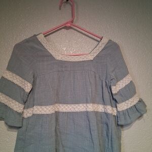 Hayden Girls Light Blue Lace-Trim Peasant Tunic